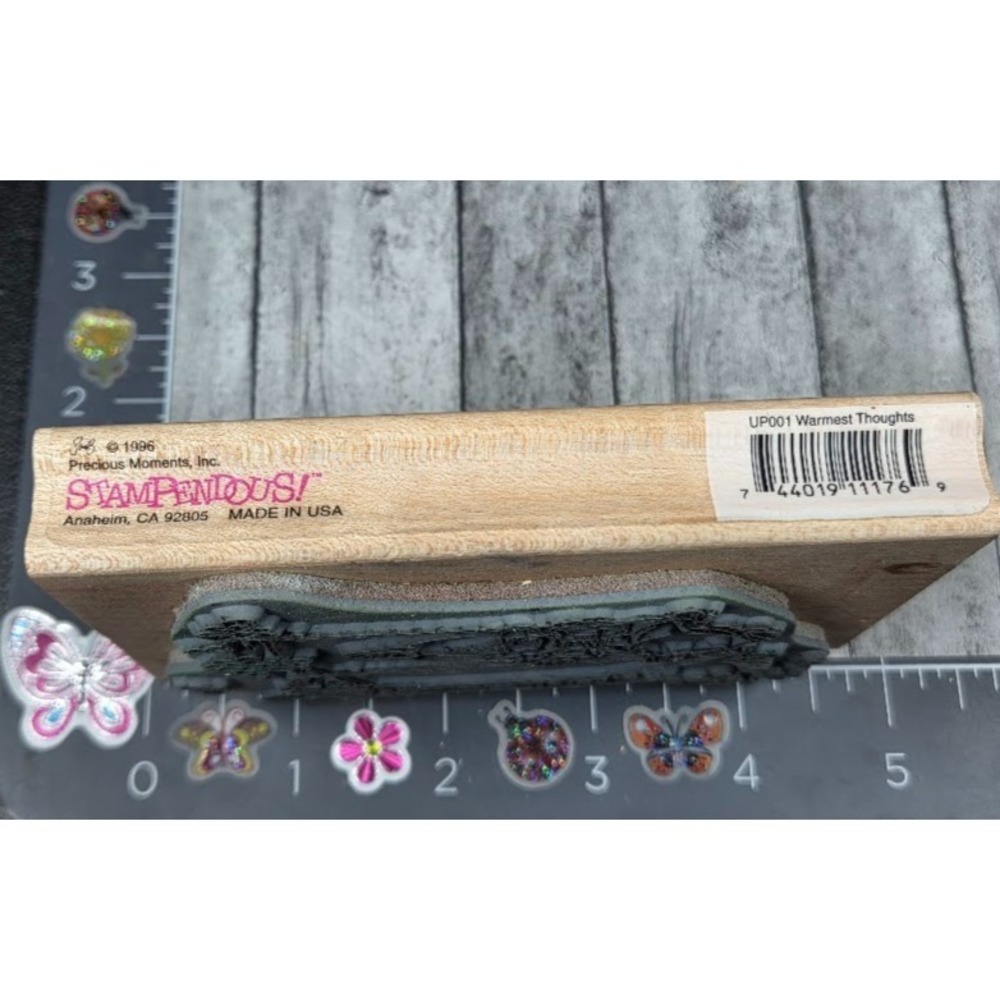Stampendous Precious Moments Warmest Thoughts Girl Swing Rubber Stamp Wood #O52 - Picture 3 of 3
